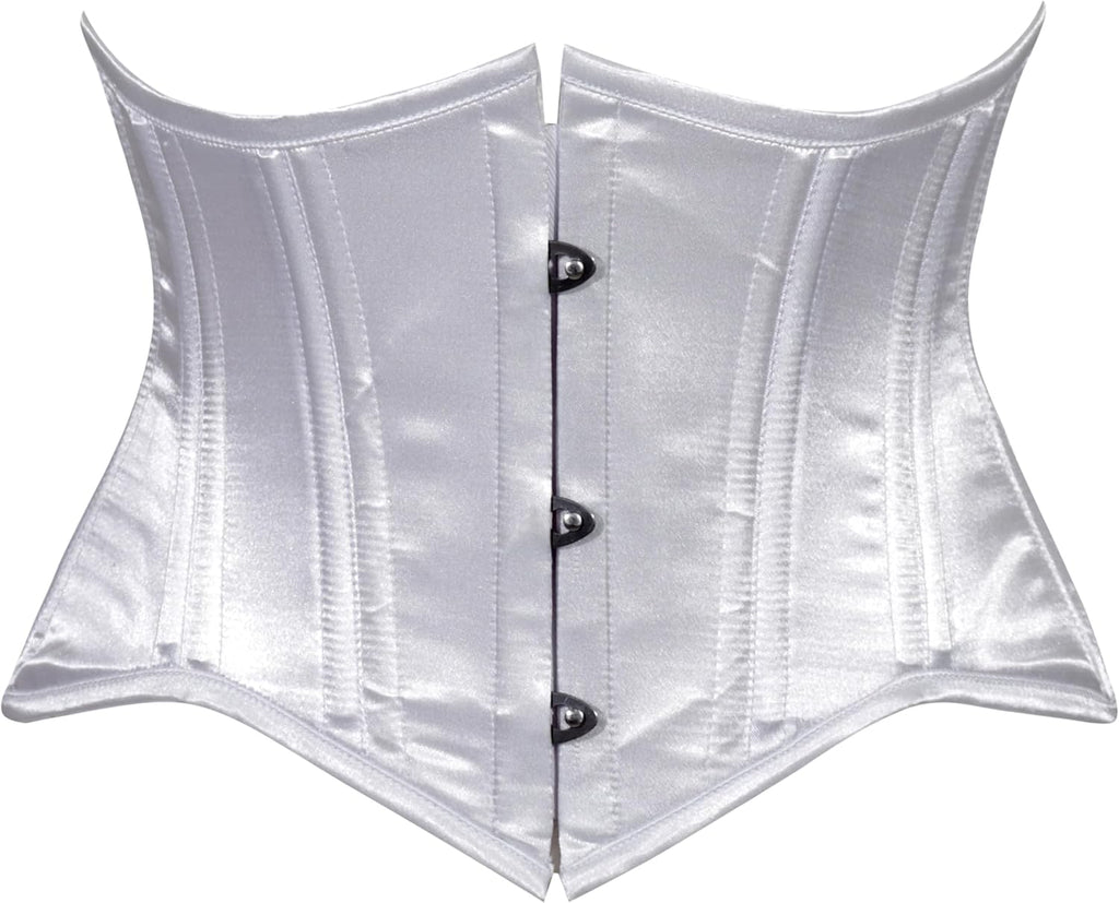 Daisy corsets Women's Daisy Corsets Womens White Satin Mini Cincher Underbust Corset Waist Cincher Busk Closure & Plus Size