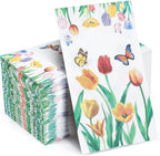 100 Pack Tulip Floral Guest Hand Towels Disposable for Bathroom, Floral Paper Napkins Decorative Spring Flowers Napkins for Bathroom Toilet Powder Room Holiday Wedding Bridal Shower (Inches, 7.8*4.3)