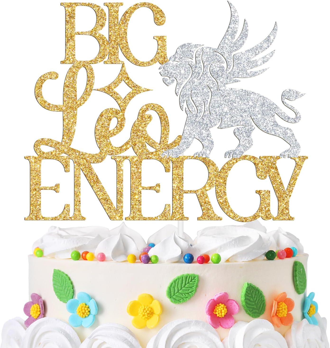 Leo Birthday Cake Topper, Big Leo Energy, Leo Season, Glittery 12 Constellation Zodiac Birthday Baby Shower Party Decorations Supplies