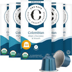 Cru Kafe Colombian USDA Organic Espresso Coffee Capsules (50 Pods) Fairtrade Coffee Pods Compatible with Nespresso Original Line and Pixie Machines
