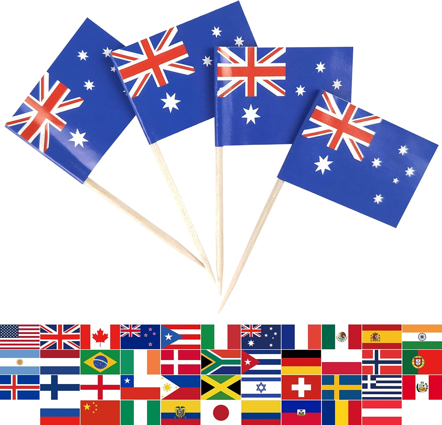JBCD Australia Toothpick Flag Australian Mini Small Cupcake Topper Flags, 100pcs