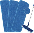 3 Pack Microfiber Mop Pads Replacement for Wet/Dry Mop Floor Cleaning Reusable Mop Pads Refills for Spray Floor Mops Compatible with Bona Floor Care System and Any Microfiber Flat Spray Mop