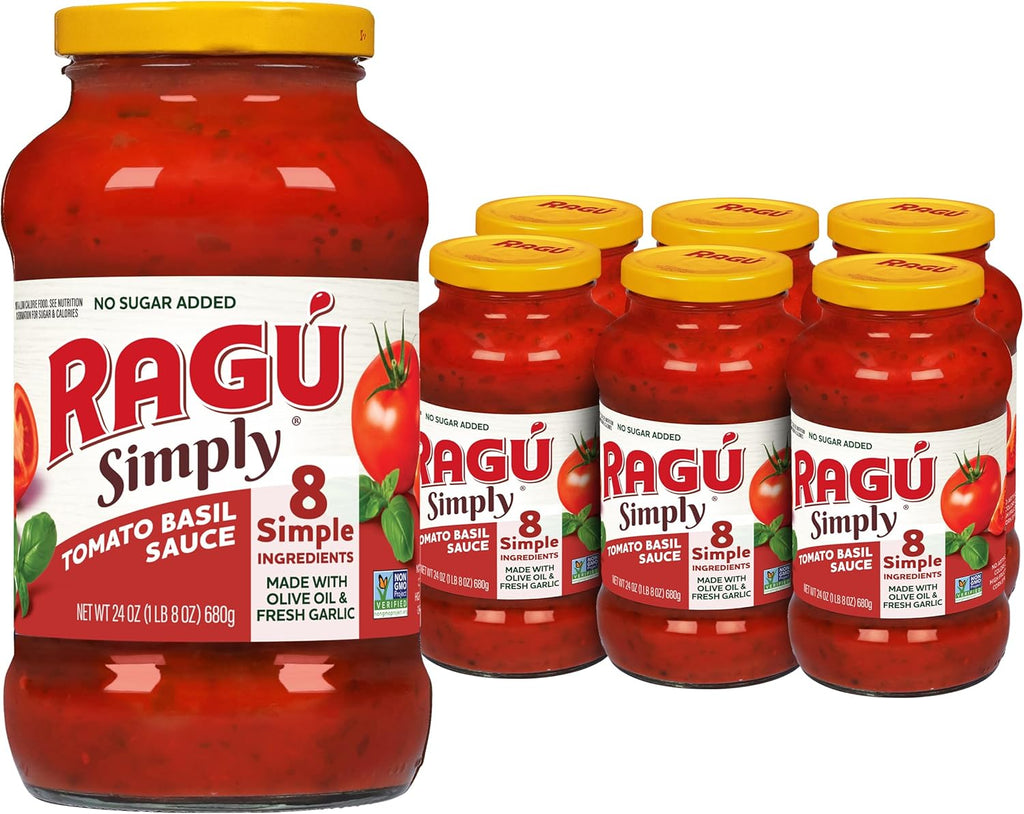 RAGÚ Simply Tomato Basil Pasta Sauce, 24 oz (Pack of 6)