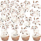 Ercadio 48Pcs Edible Goat Cupcake Toppers Sheep Cupcake Picks Animal Goat Cake Decorations for Baby Shower Kids Birthday Animal Theme Party Decorations Supplies