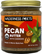 Wilderness Poets, Pecan Butter with Cashews - Organic & Raw (8 Ounce) - Glass Jar