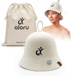 100% Merino Wool Sauna Hat for Women & Men with Aroma Diffuser, Ultra Soft Heat Protection for Hair & Scalp, Lightweight Merino Wool Sauna Cap, Hanging Loop & Storage Bag Included
