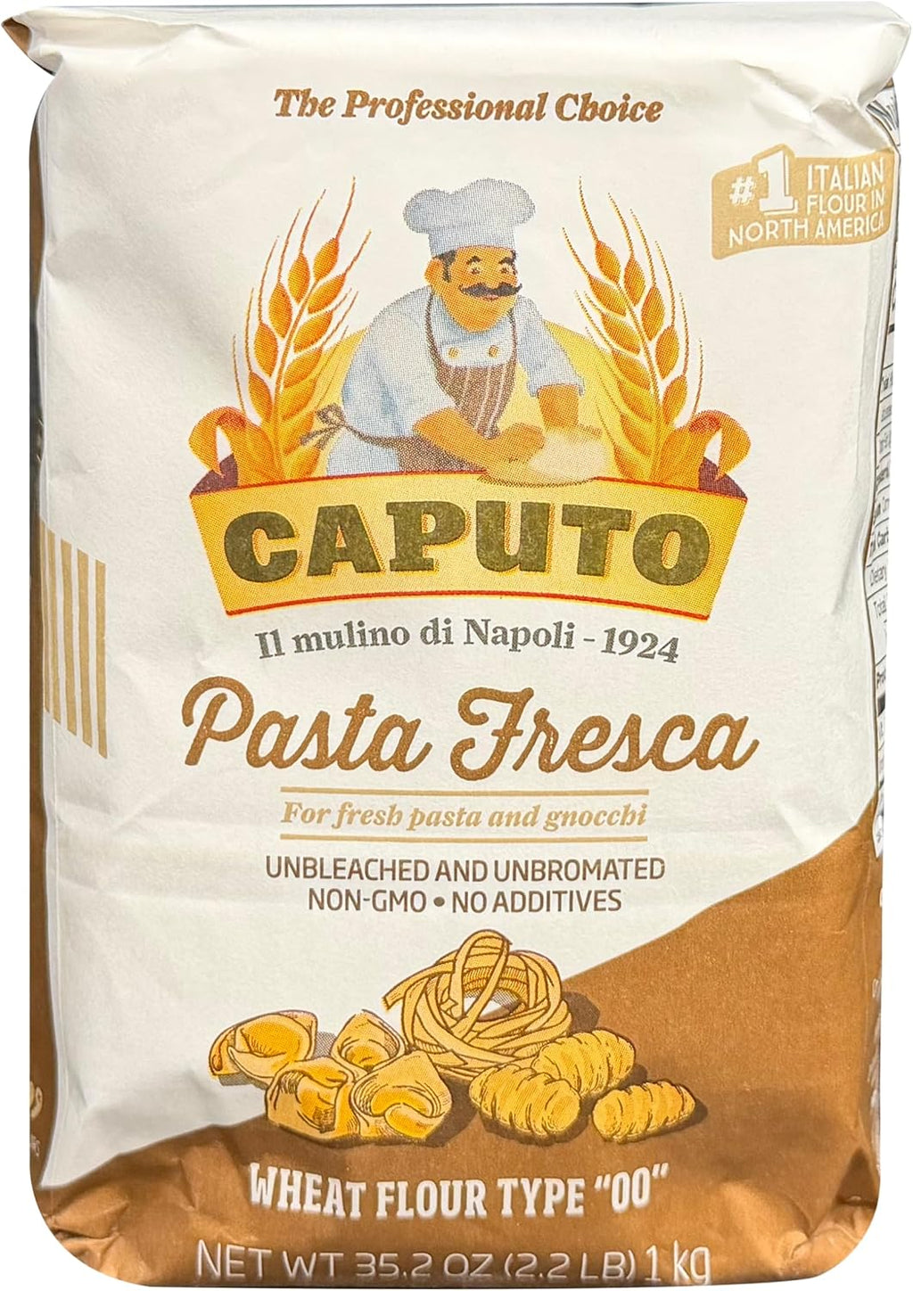 00 Antimo Caputo Pasta & Gnocchi Flour 2.2 Lb Bag- Italian Double Zero Grain Type - Extracted Wheat Blend - All Natural for Pasta Fresca Dough (2.2LB Bag)