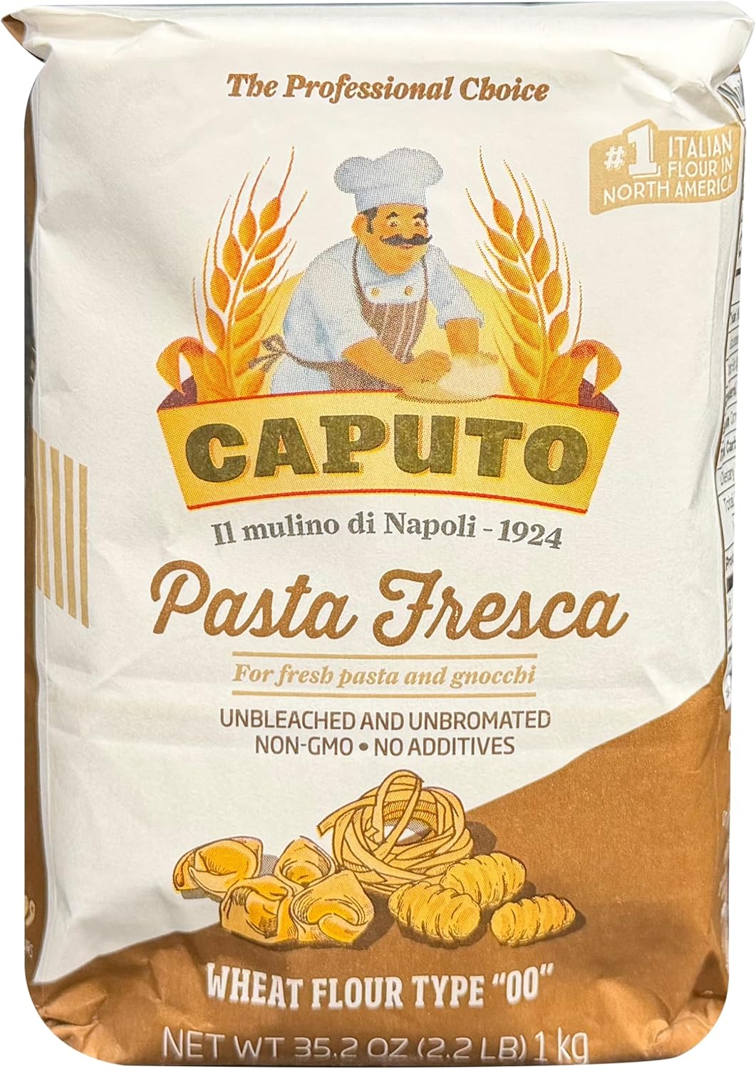 00 Antimo Caputo Pasta & Gnocchi Flour 2.2 Lb Bag- Italian Double Zero Grain Type - Extracted Wheat Blend - All Natural for Pasta Fresca Dough (2.2LB Bag)