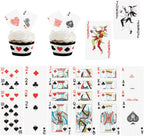 52 Pack Edible Poker Cupcake Toppers Playing Cards Cupcake Picks Casino Water Paper Playing Card Game Cake Decoration for Vegas Casino Night Party Supplies