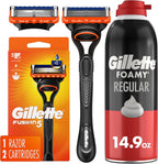 Gillette Fusion5 Razor for Men, Handle + 2 Razor Blade Refills with Gillette Foamy Classic Shave Foam for Men, Protection Against Shaving Irritation, Quick and Smooth Shave, shaving cream, 14.9 Oz
