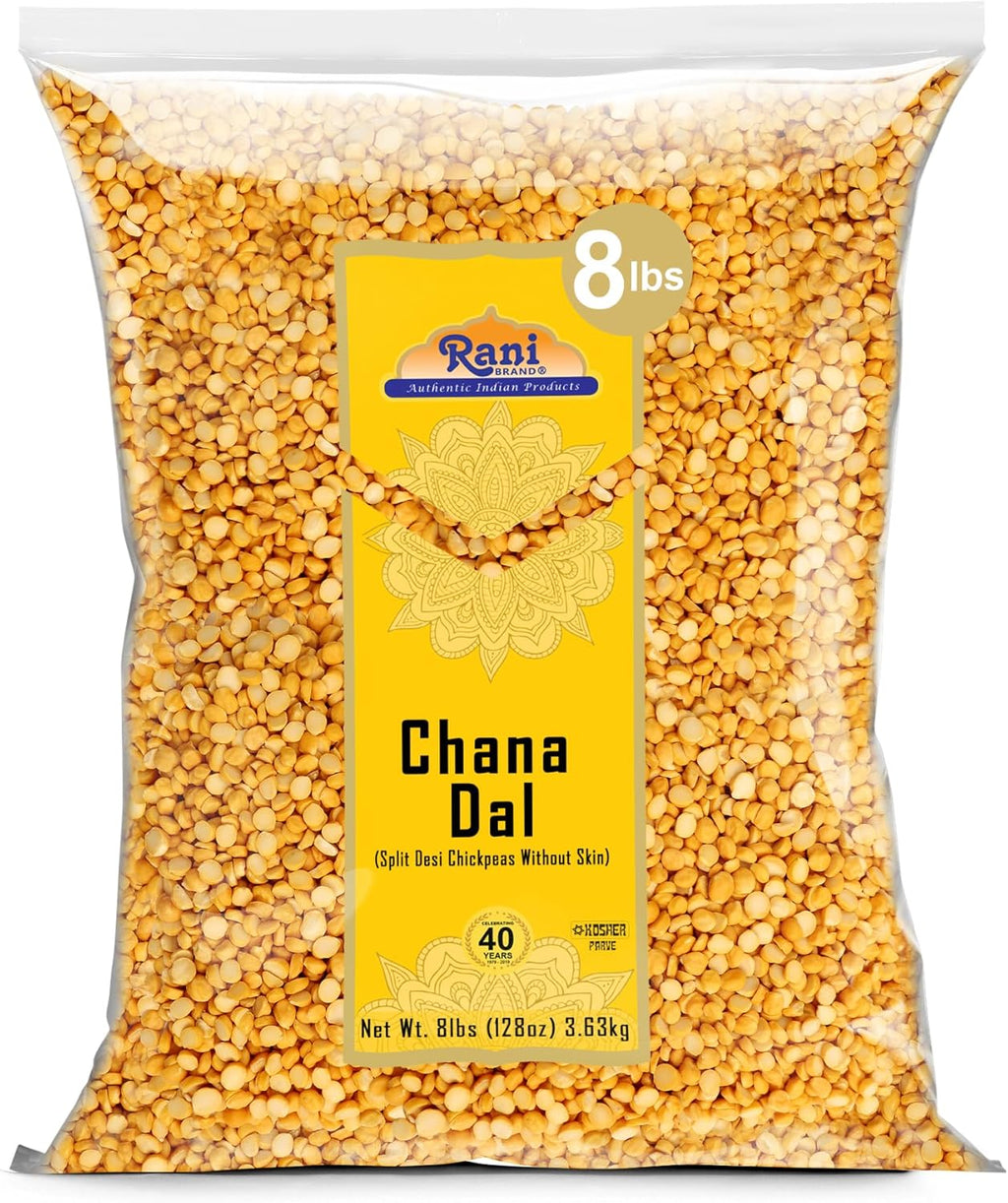Rani Chana Dal (Split Desi Chickpeas without skin) 128oz (8lbs) 3.63kg Bulk ~ All Natural | Gluten Friendly | NON-GMO | Kosher | Vegan | Indian Origin