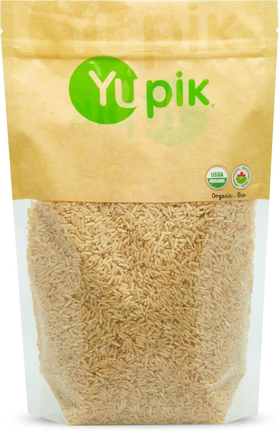 Yupik Organic Brown Jasmine Rice, Long Grains, 2.2 lb (35.2 oz), Gluten-Free, Non-GMO, Vegan, Kosher, Whole Grains, Wheat-Free, Salt-Free, Source of Fiber, Ideal for Recipes, Side Dishes & More