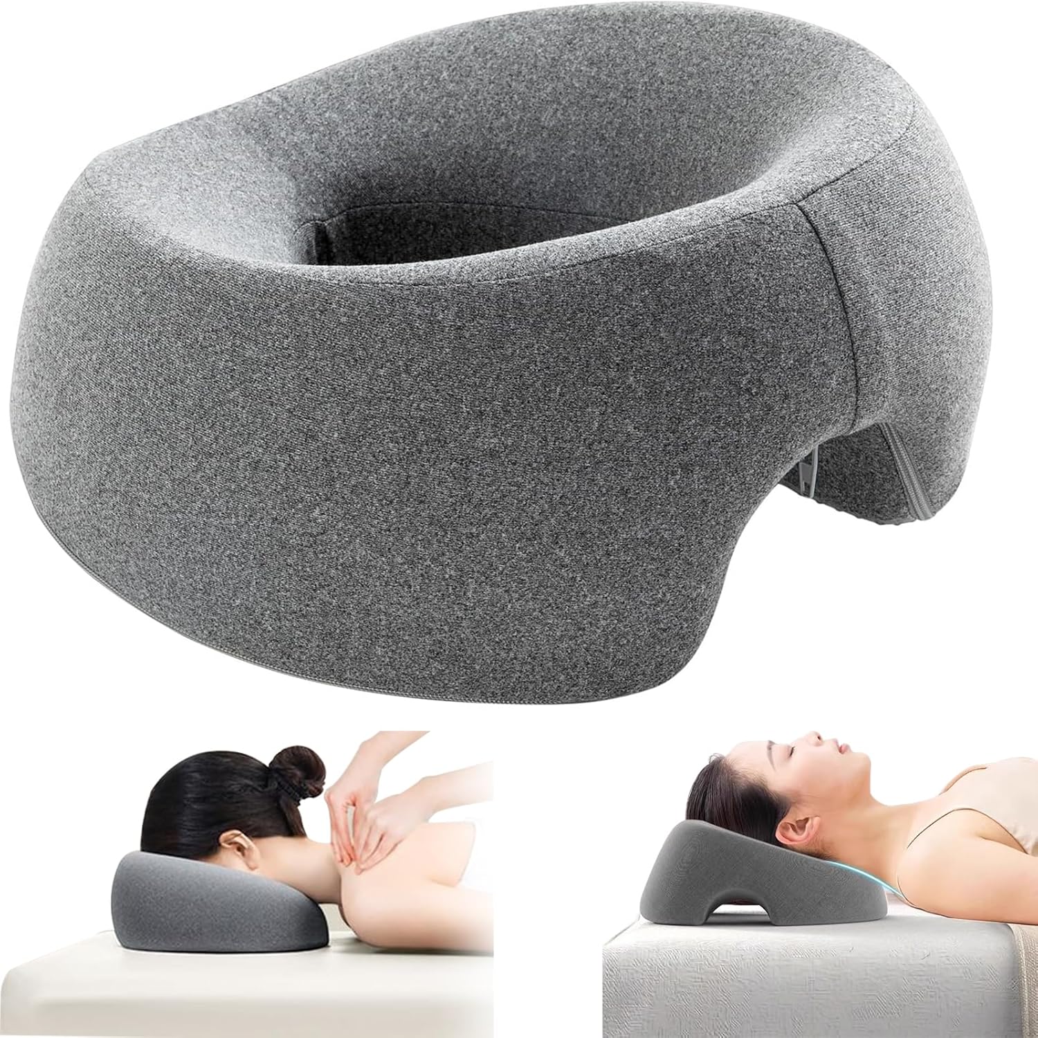 Face Down Pillow Massage Headrest for Bed Ergonomic Memory Foam Massage Pillow Face Down for Sleeping,Spa, Napping & Skincare, Eye Surgery Recovery,Relieves Neck Pain,etc