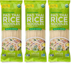 Lotus Foods Traditional Pad Thai Rice Noodles - Pad Thai Noodles, Asian Noodles, Gluten Free Noodles, Rice Noodles, Whole Grain, Non GMO, USDA Organic - 8 Oz (Pack of 3)