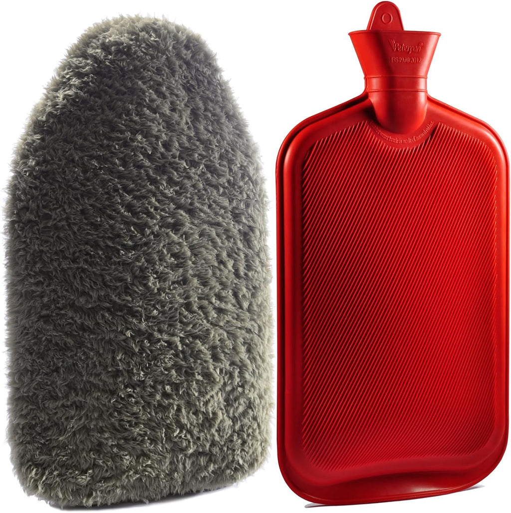 Peterpan Teddy Hot Water Bottle, Size: XXX-Large, Hot Water Bag for Pain Relief, A Lanyard Keeps Your Stopper Within Reach, BPA & PVC Free, Olive Green