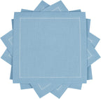 Five Star Napkins Luxury Cotton Cloth Cocktail Napkins - Bar Napkins, Party Napkins, Beverage Napkins, Events, Holiday, Wedding, Birthday, Parties - 4.5" x 4.5" - Disposable (50 x) Sky Blue