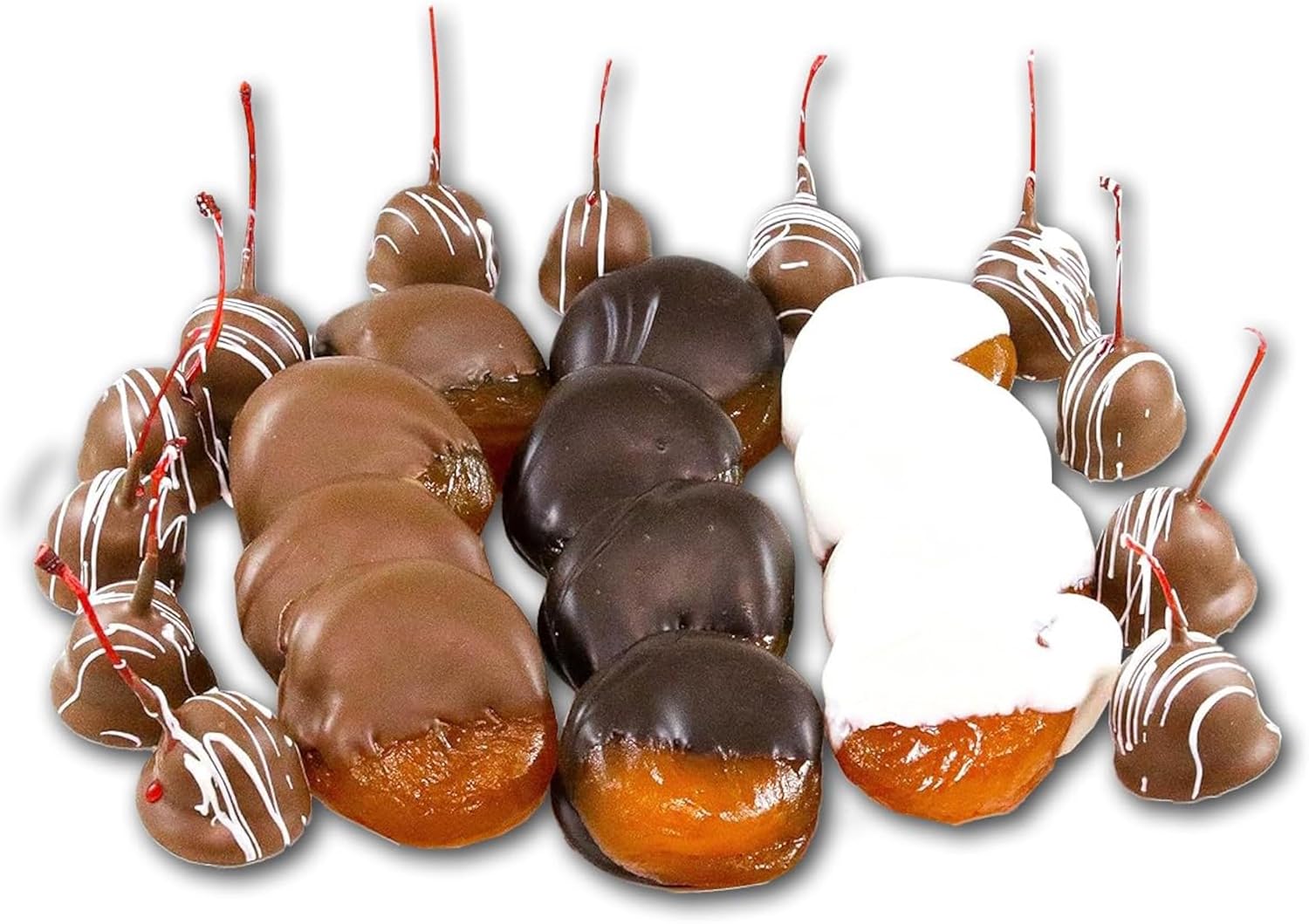 US Sweets Chocolate Covered Dried Fruit - Apricots & Cherries Dipped in Dark, Milk & White Chocolate | Gourmet Candy Treat | Delicious Gift | Handmade in Small Batches | Guaranteed to Arrive Fresh
