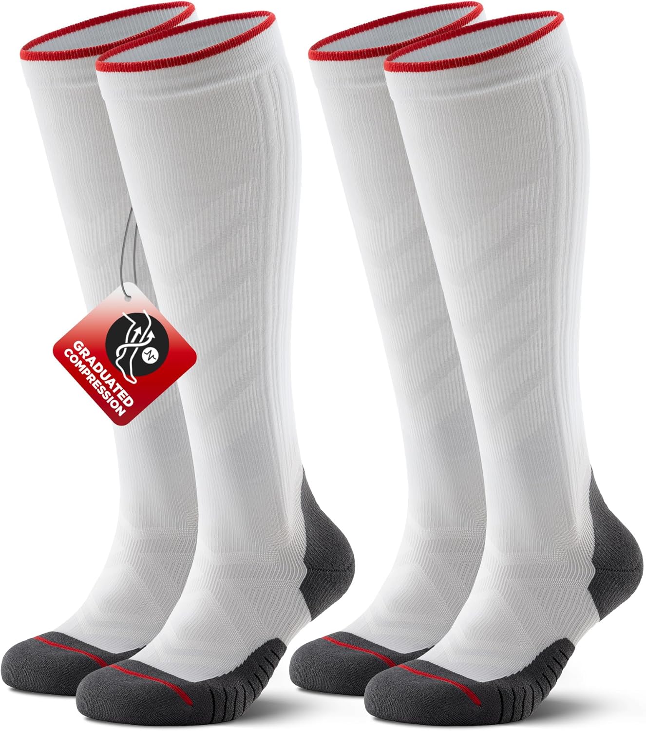 RUIXUE Compression Socks for Women Men 2 Pairs, 15-20mmHg Graduated Circulation Support for Flying, Nurses, Athletic, Travel