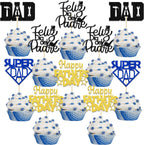 24 Pcs Father's Day Cupcake Toppers, Fathers Day Decorations, Super Dad Cupcake Picks, Best Dad Ever, Happy Father's Day Party Decor Supplies