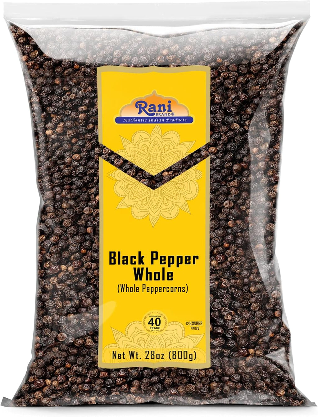 Rani Black Pepper Whole (Peppercorns), Premium MG-1 Grade 28oz (1.75lbs) 800g ~ All Natural | Gluten Friendly | Non-GMO | Kosher | Product of Vietnam | Perfect size for Grinders!