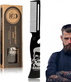 Men's Metal Folding Pocket Beard & Mustache Comb, EDC Knife Comb with Bottle Opener for Outdool Travel - Anti-Static for Hair Styling Pompadour, Slicked-back, Fauxhawk, Undercut - Black