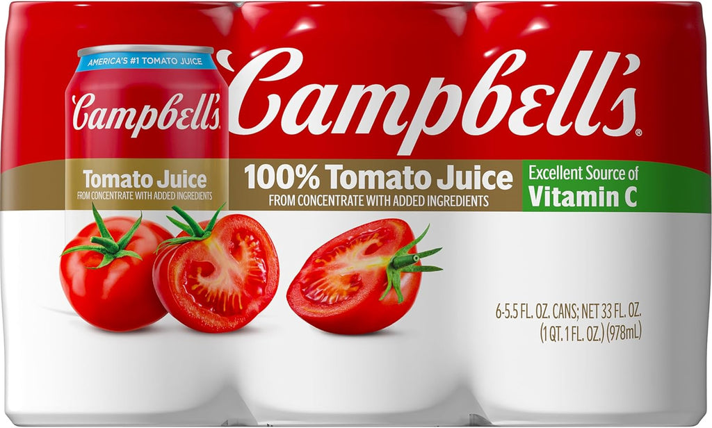 Campbell's 100% Tomato Juice, 5.5 fl oz Can (6 Pack)