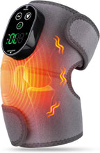 Cordless Heated Knee Massager with Vibration, FSA Eligible HSA Heated Knee Brace Wrap Heating Shoulder Brace for Knee Shoulder Elbow, Heating Pad with 6 Heating Levels, 3 Massage Modes & Timer (Grey)