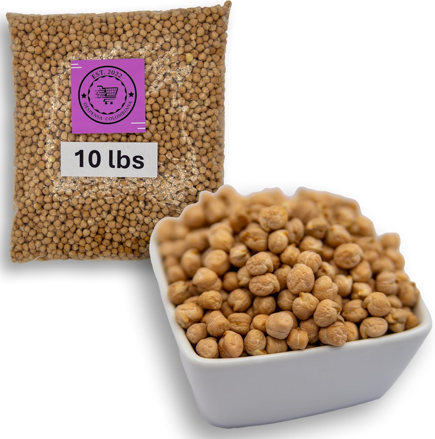 10 Lbs Dry Chick Peas Bulk - Garbanzos Bulk Grown in USA - Triple Cleaned Chickpeas - Despensa Colombiana Dried Chana 160.00 oz Ideal for Cooking and more!