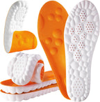 4D Cloud Steppers Insoles for Men and Women - Shock Absorption Inserts, Soft Anti-Fatigue, Relieve Foot Pain, Memory Foam Insoles for Shoes, Boots & Sneakers (Orange, Men: US 4-7/ Women: US 5-8.5)