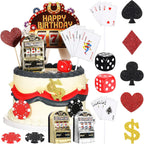 21 Pieces Casino Cake Decorations Set Includes Mini Slot Toy Machine Poker Cake Cupcake Topper Casino Happy Birthday Topper Poker Chips Dices for Las Vegas Scene Theme Parties