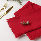 Red Cloth Napkins Set of 6, 100% Cotton Napkins with Fringe, 18 x 18 Inches Handmade Soft Red Dinner Cloth Napkins Washable for Thanksgiving/Christmas/Weddings/Parties Dinner Table Decor