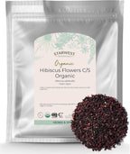 Starwest Botanicals Organic Hibiscus Flowers - Dried Hibiscus Flowers for Loose Leaf Herbal Tea, Caffeine Free, Cut & Sifted, Certified Kosher, Non-GMO - Bulk 1 lb Bag