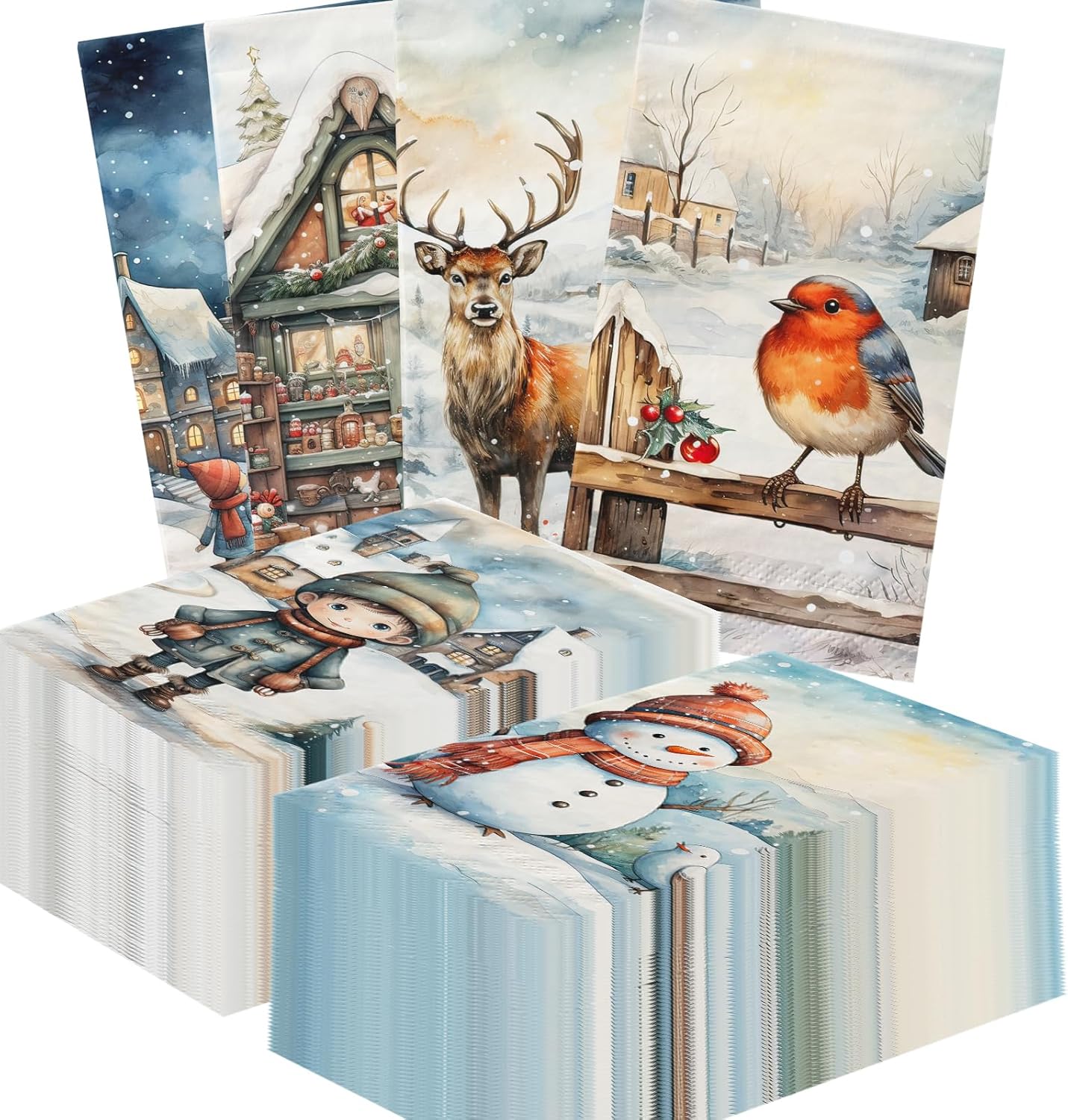 Winter Theme Napkins,40pcs Winter Wonderland Cocktail Napkins Snowman Winter Paper Napkins for Winter Christmas Holiday Bathroom Decorations