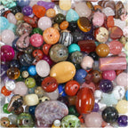 Beads for Jewelry Making, Mixed Bulk Natural Assorted Stone Beads for Crafts Bracelets Earrings Necklace, Semi Precious Gemstone Crystal Assortment Beads for Adults Women (0.5, Pounds)