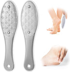 2 Pcs Foot File Metal Stainless Steel Double Sided Feet Rasp Surface Scraper Scrubber Professional Grater Heel Corns Callus Remover Pedicure Care Tools for Wet Dry Hard Dead Skin