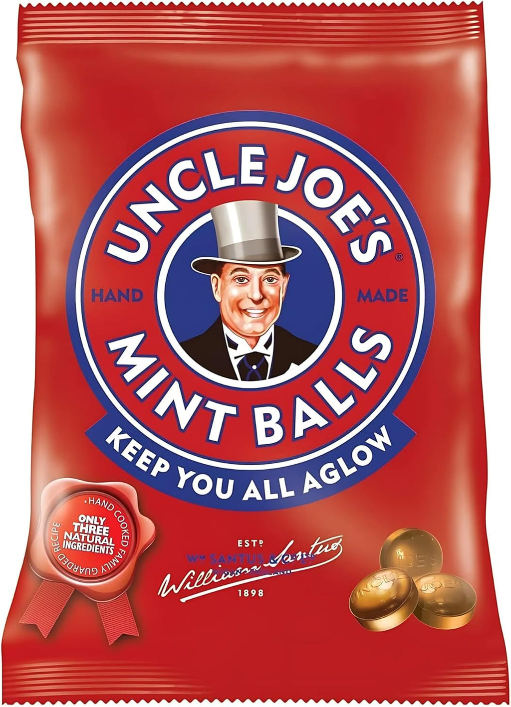 Uncle Joe's | Mint Balls | 90g Bag | Traditional Mint Balls made using the same recipe from 1898 | Natural Ingredients | Free From Artificial Colors and Flavours