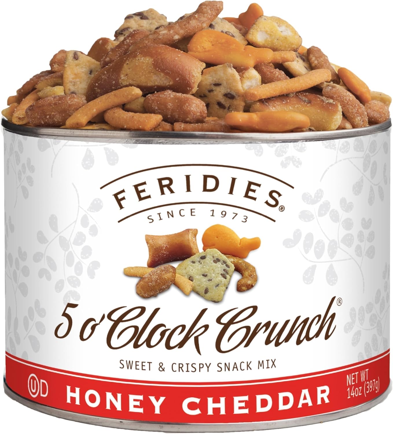 FERIDIES Five O'clock Crunch Honey Cheddar Snack Mix with Premium Virginia Peanuts, 14 Ounce (Pack of 1) Honey Cheddar Mix