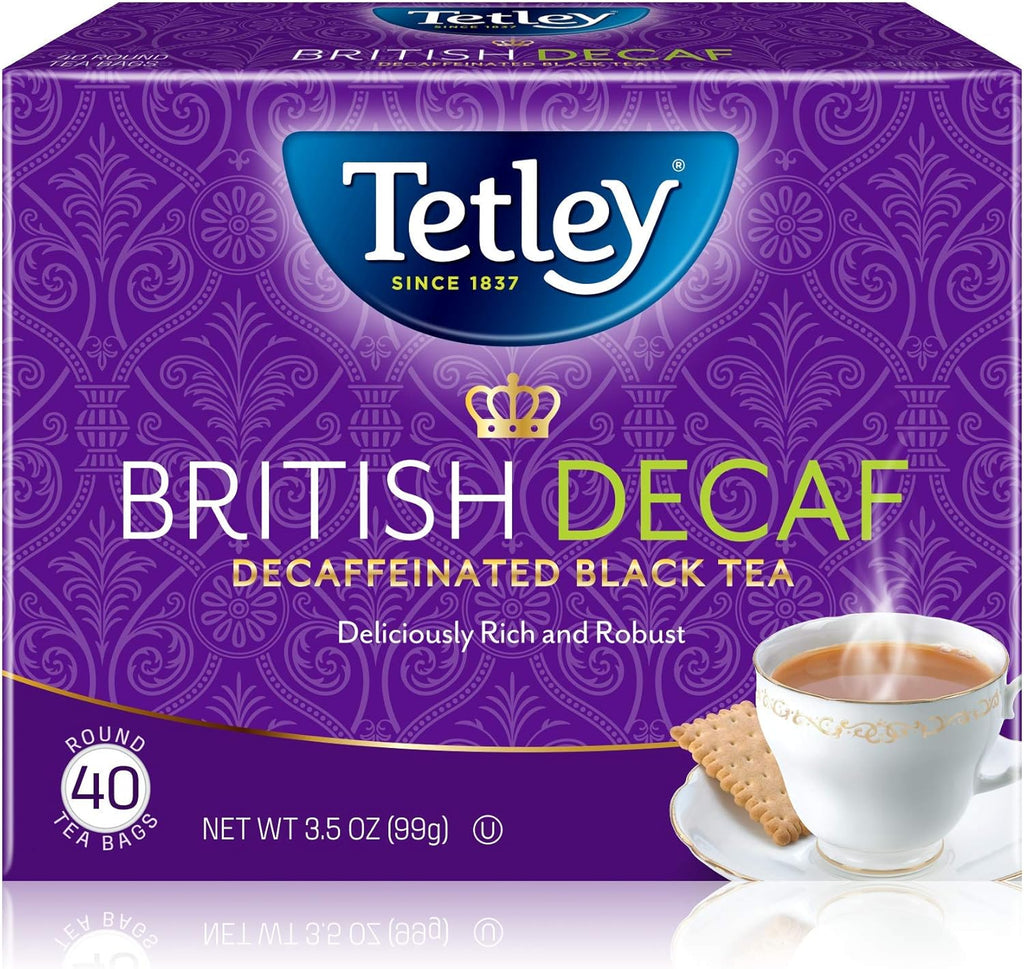 Tetley British Blend Premium Decaf Black Tea, Decaffeinated Tea, 40 Teabags (Pack of 6), Rainforest Alliance Certified