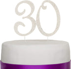 Ella Celebration 30 Cake Topper for 30th Birthday or Anniversary Silver Crystal Rhinestone Party Decoration (Silver)