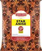 Shudh Star Anise Whole 100 gm(3.5oz), Chinese Star Anise, Sun Dried Anise Star Spice, Anis Estrella/Badian Khatai/Illicium Verum, Widely Used for Baking, Cooking, and Tea