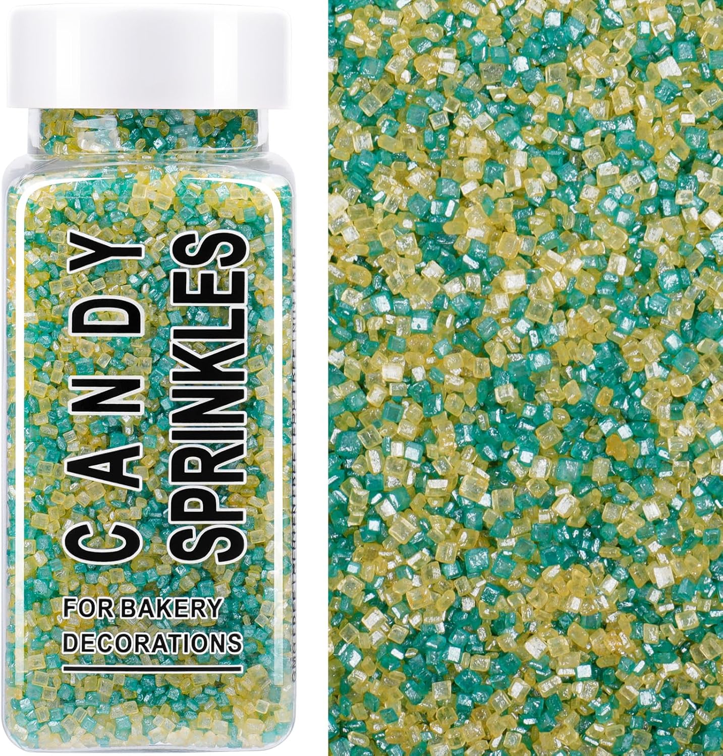 St Patricks Day Sanding Sugar Sprinkles, 4.6 oz Green and Yellow Spring Sprinkles, Edible Sparkling Sugar Crystals for Baking Topping, Cupcakes, Cookies, Ice Cream & Cake Decorating