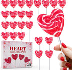 Red Heart Swirl Lollipops - 24 Candy Suckers Individually Wrapped - Heart Party Favors and Candy Bags