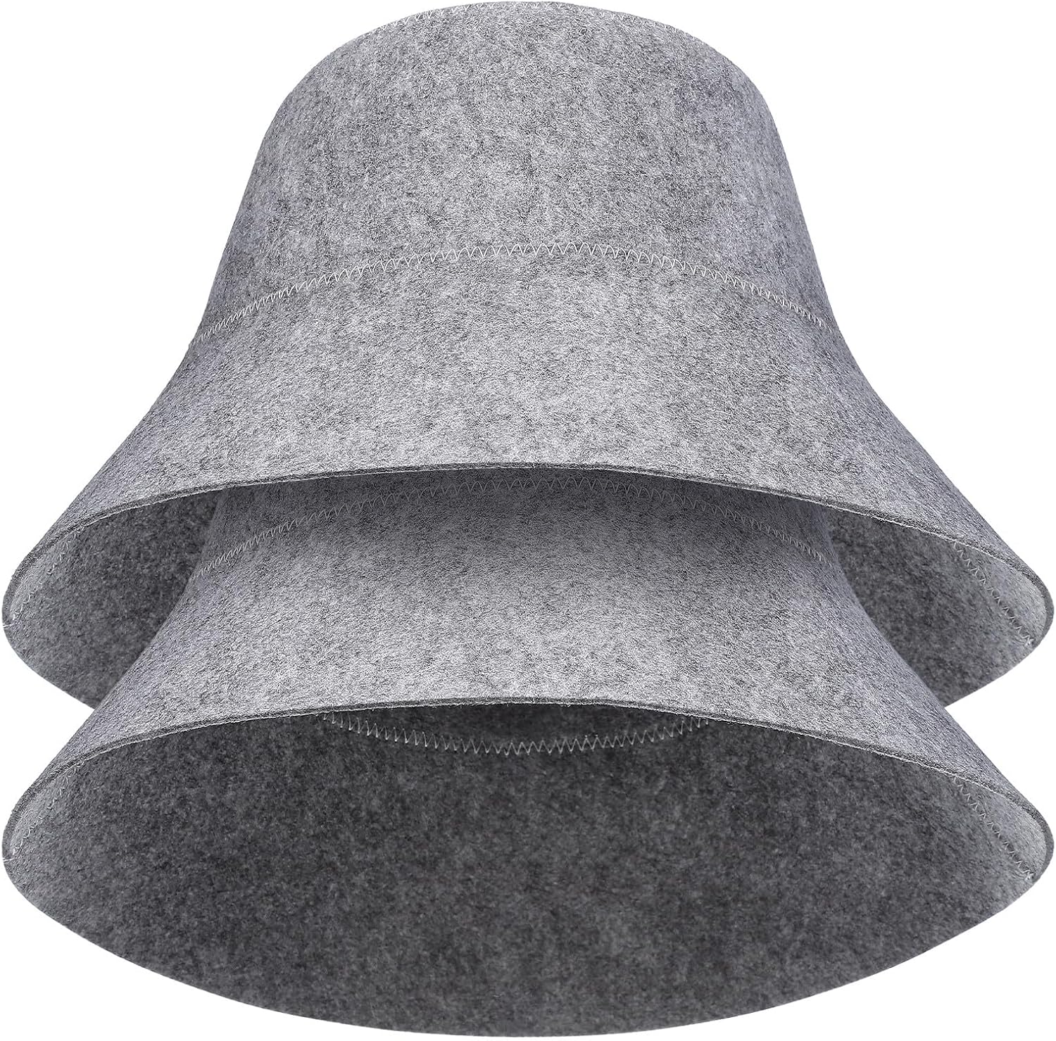 Toyvian Wool Sauna Hat, 2pcs Breathable Felt Bathing Cap for Bathhouse Spa, Soft Russian Banya Cap Hair Protects for Steam Room, Grey