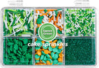 St Patricks Day Sprinkles - 6.53oz Green Shamrock Sprinkles for Cake Decorating, Assorted with Jimmies, Nonpareils, Confetti, Edible Sugar Candy for Baking, Cupcake, Cookie, Ice Cream Toppings