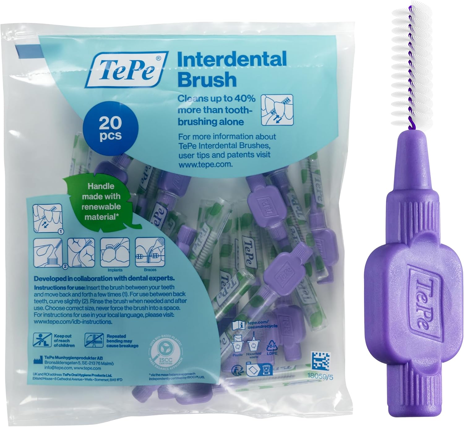 TePe® Interdental Brush Original Purple 1.1 mm 20-Pack