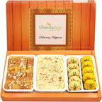 Ghasitaram Gifts Indian Sweets - Diwali Gifts Diwali Sweet - Soan Papdi, Mawa Peda and Mysore Pak