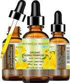 Botanical Beauty Organic EVENING PRIMROSE OIL 100% Pure Natural Undiluted Unrefined Virgin Cold Pressed Carrier Oil. 0.5 Fl.oz.- 15 ml for face, skin, hair, nails
