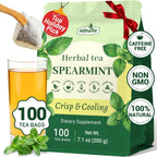 Hiihone Spearmint Tea Bags 100 Count – Pure Spearmint Leaf Herbal Tea, Caffeine-Free, Refreshing Mint Flavor, Supports Digestion & Everyday Wellness, Non-GMO