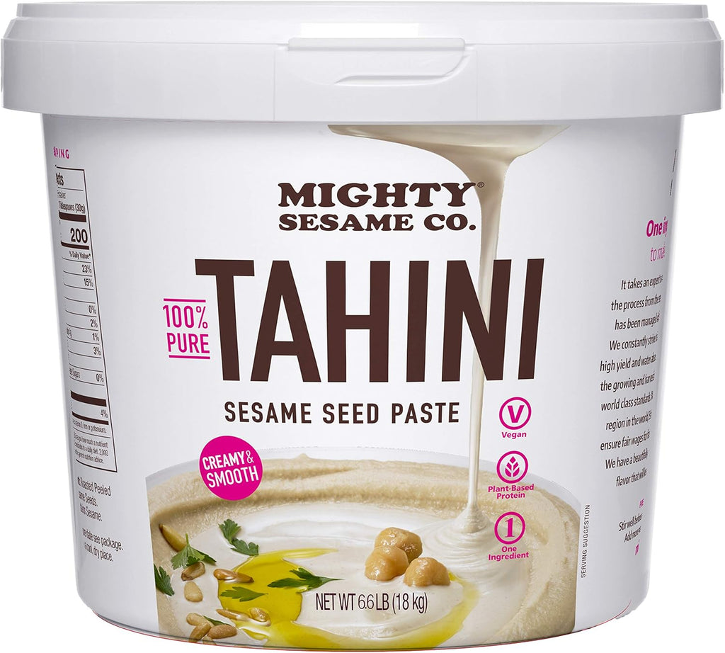 Mighty Sesame Co. Classic Bulk Size 100% Pure Tahini, (6.6 lb Pail) Just One Ingredient, Gluten Free, Vegan, Non GMO, Keto Friendly, Kosher, Halal