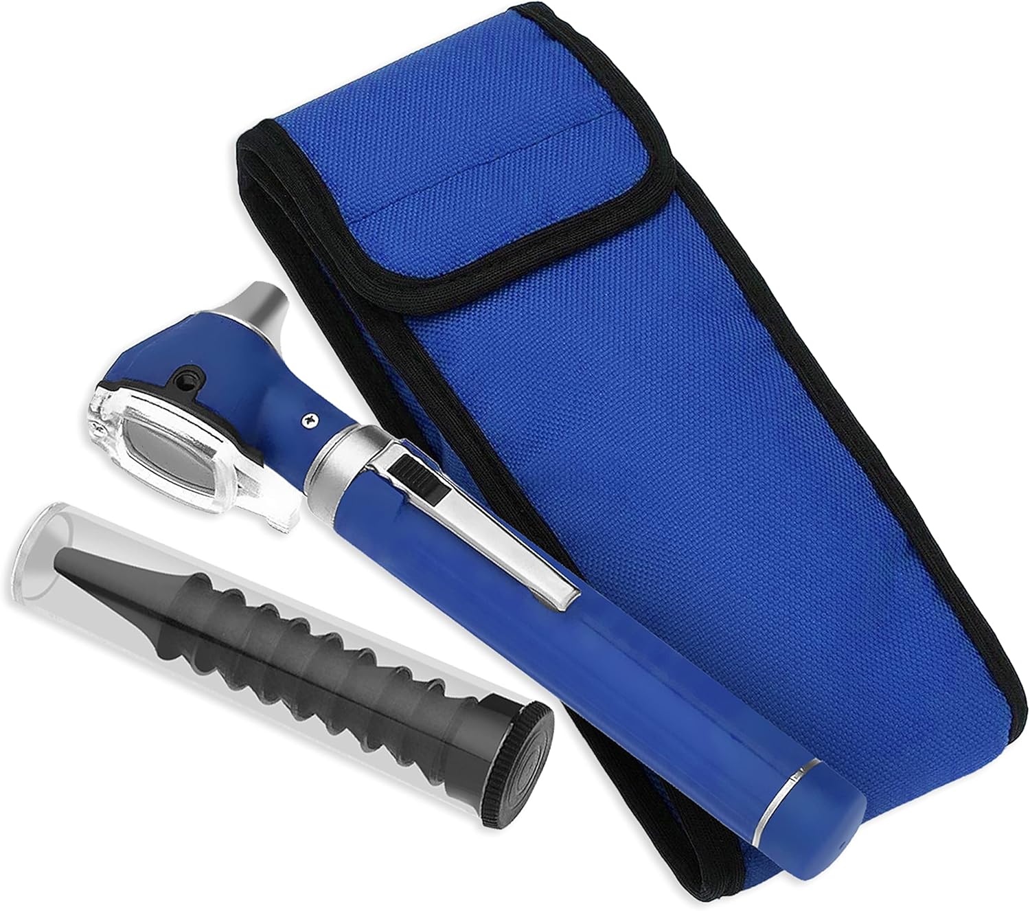 SURGICAL ONLINE Fiber Optic Mini Otoscope Rainbow Many Colors - Pocket Otoscope with Case ENT Diagnostic Set w/Extra Bulb Included (Blue)